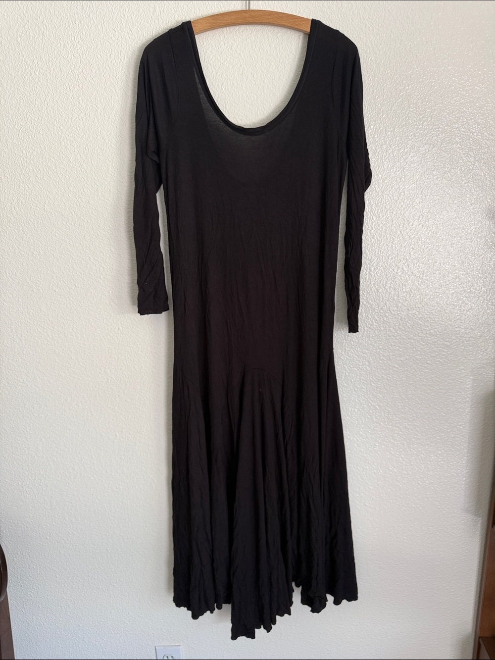 Free People Black Long-Sleeve Scoop Neck knit Maxi Dress
